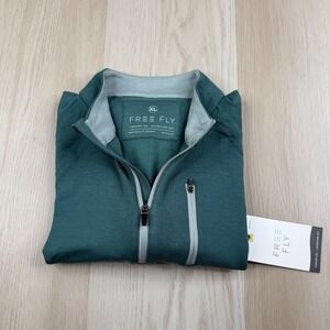 NWT Free Fly Mens Spruce Green Bamboo Fleece Quarter Zip Pullover Shirt Size XL